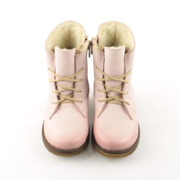 Bleikir leður kuldaskór með rennilás og ullarfóðri