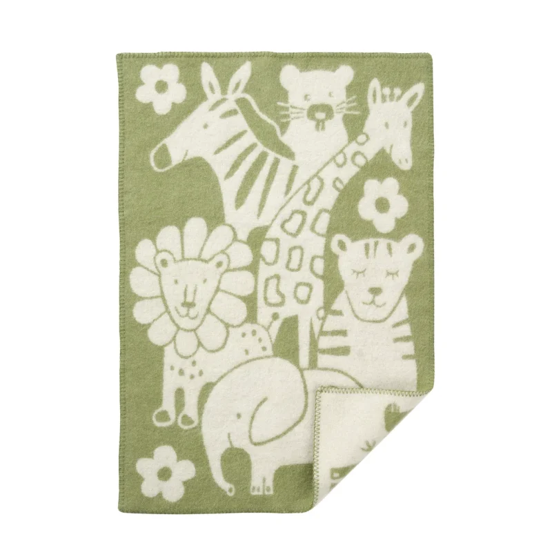 Picnic Green - Teppi  100% Lífræn ull