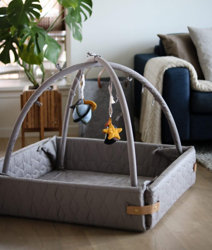 Leikteppi + leikgrind - Dökk Grátt