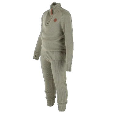 Bruse Merino ull - Hálfrennd Peysa & Buxur - Aloe