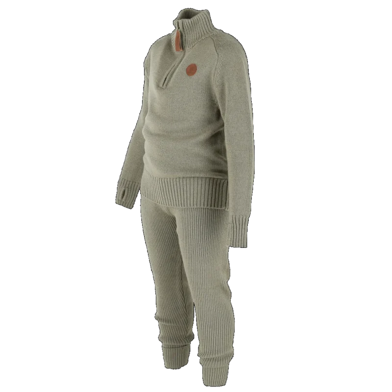 Bruse Merino ull - Hálfrennd Peysa & Buxur - Aloe