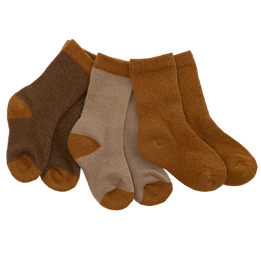 Bruse Merino Ullarsokkar - Brúnir/Beige 3pk