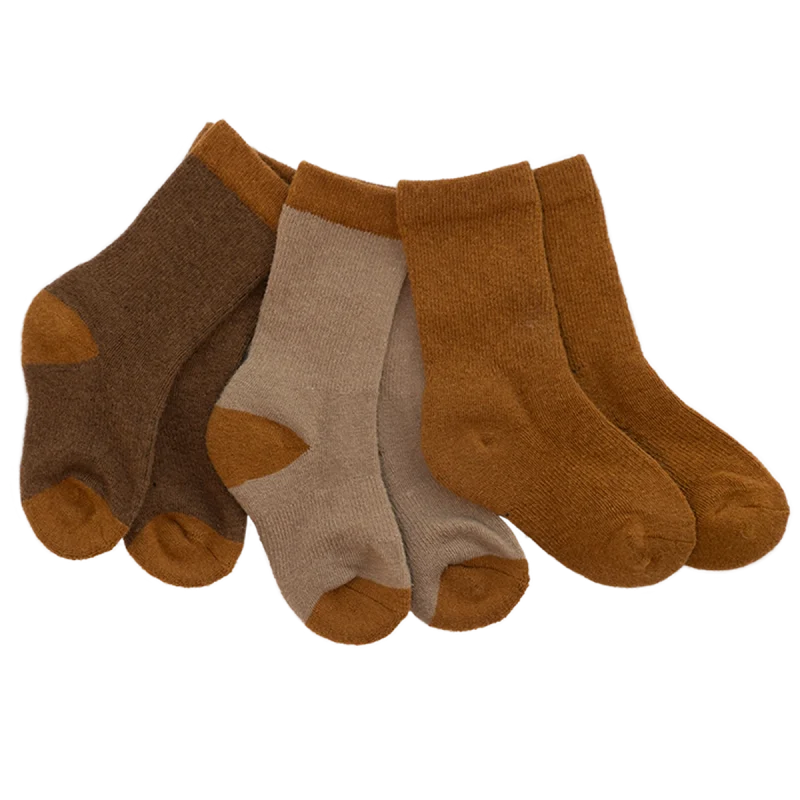 Bruse Merino Ullarsokkar - Brúnir/Beige 3pk