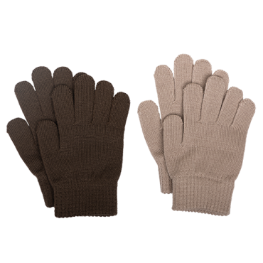 Ullar-Fingravettlingar Merino - 2pör Fölbleikir/Dökkbrúnir