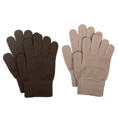 Ullar-Fingravettlingar Merino - 2pör Fölbleikir/Dökkbrúnir