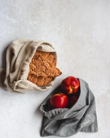 Fjölnota bómullarpokar 2pk - Cream Beige/Dark Grey