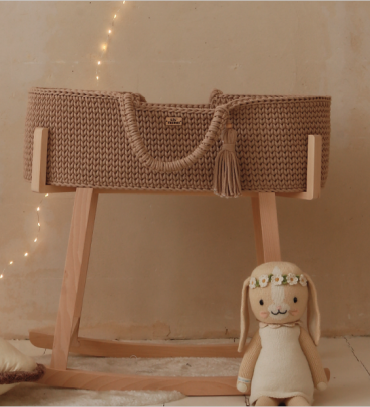 Moses Basket m/standi - Natural/Beige