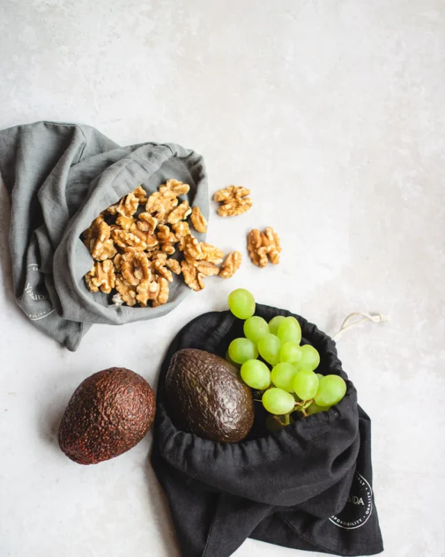 Fjölnota bómullarpokar 2pk - Black/Dark Grey